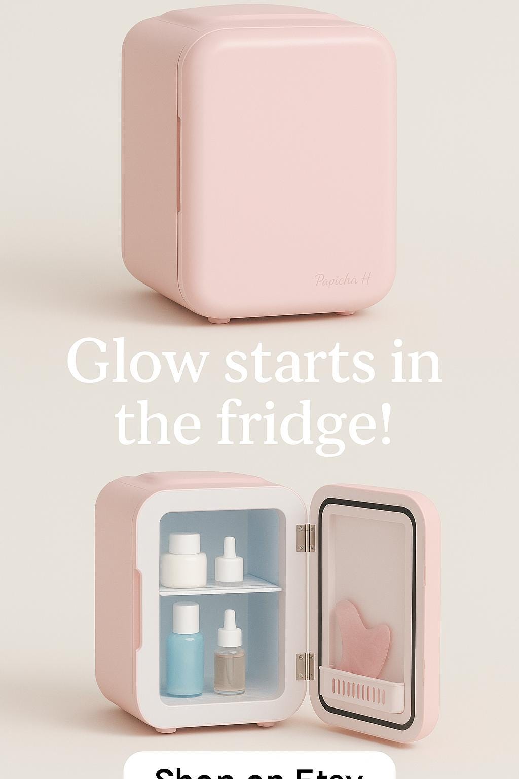 Mini Frigo Cosmétique 4L Rose - Réfrigérateur Beauté LED Silencieux
