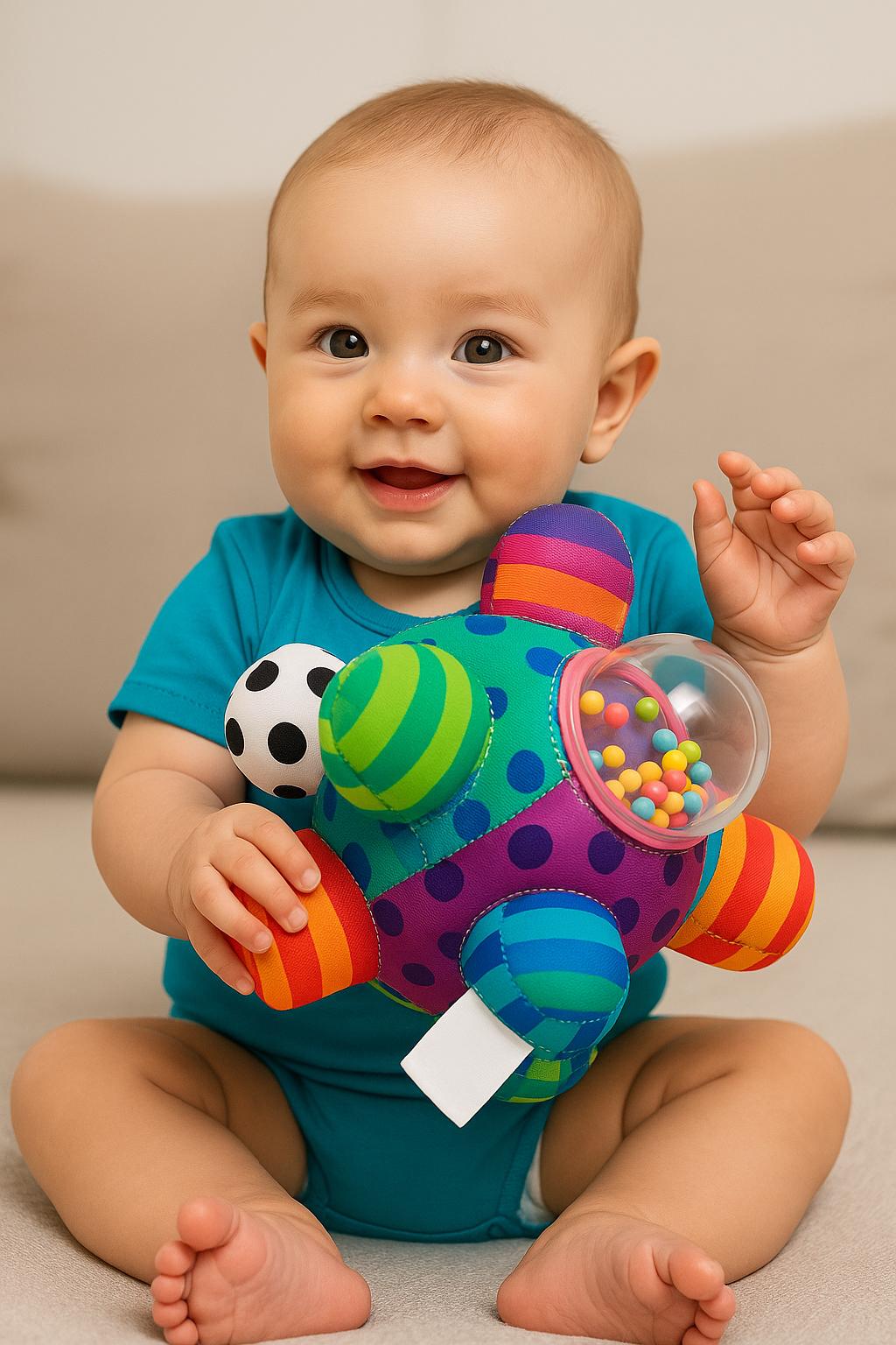 Soft Sensory Baby Ball – Early Learning Toy – Plush Rattle for Newborn – Colorful Baby Shower Gift
