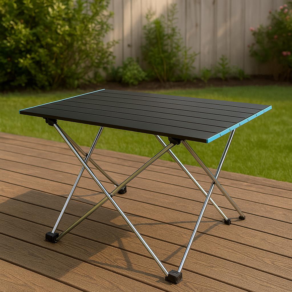 Camping essentials lightweight folding outdoor picnic table, portable BBQ table, aluminum alloy, compact travel gear, beach, hiking, garden