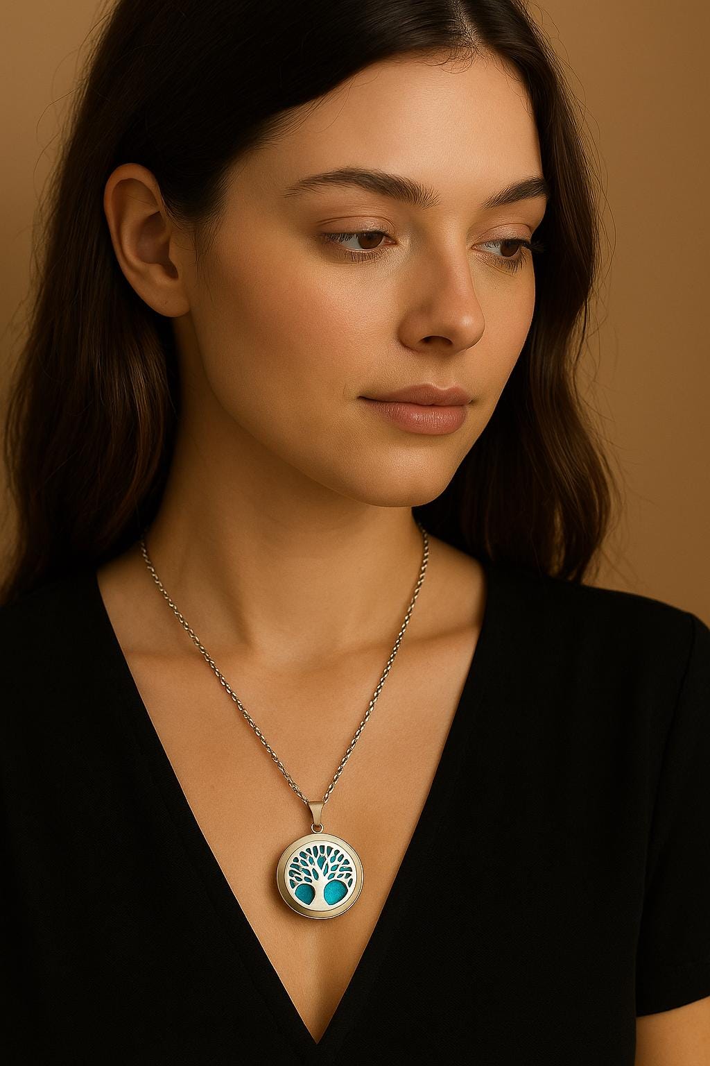 Essential Oil Diffuser Necklace - Tree of Life Aromatherapy Locket | Stainless Steel Scent Jewelry - Papicha H