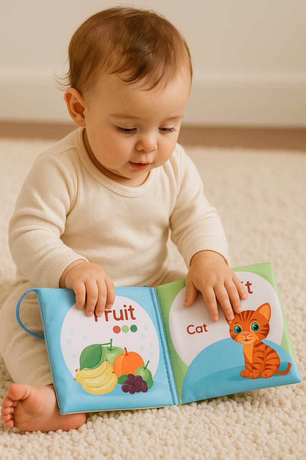 Livre sensoriel doux pour bébé – Jouet d'apprentissage en tissu pour nourrissons | Livre d'éveil | Livre en tissu silencieux pour bébés
