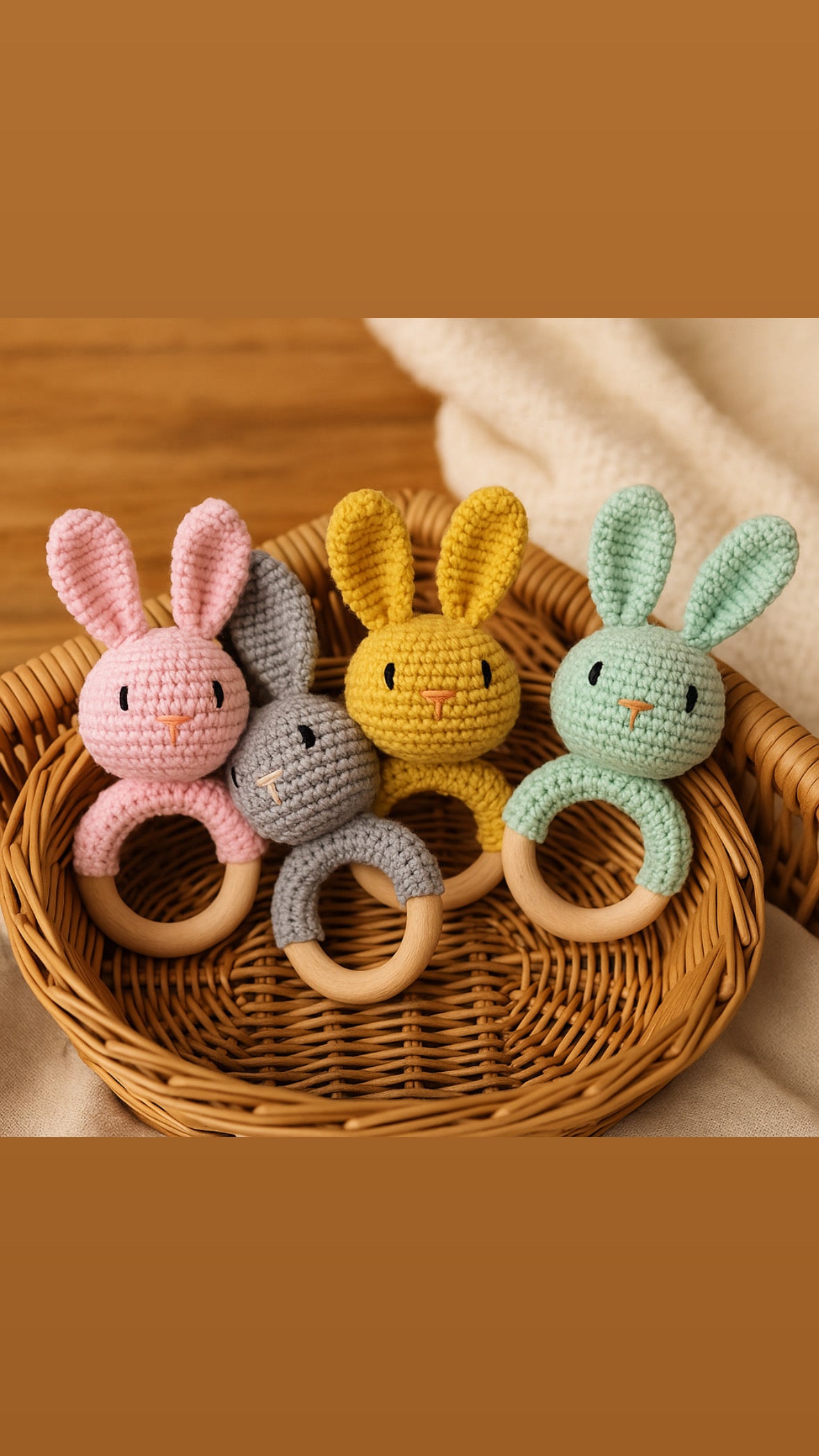 JOUET CROCHET DENTITION| Anneau Bois Animaux | Baby Teething Toy PAPICHA H