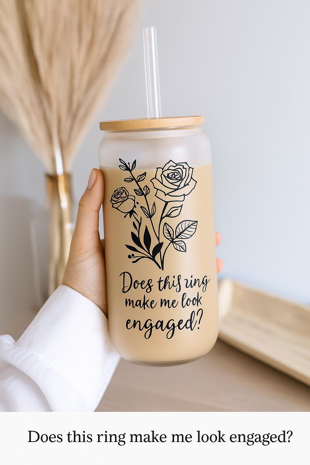 GOBELET VERRE PERSONNALISÉ | Design Floral 16oz | Glass Tumbler PAPICHA H