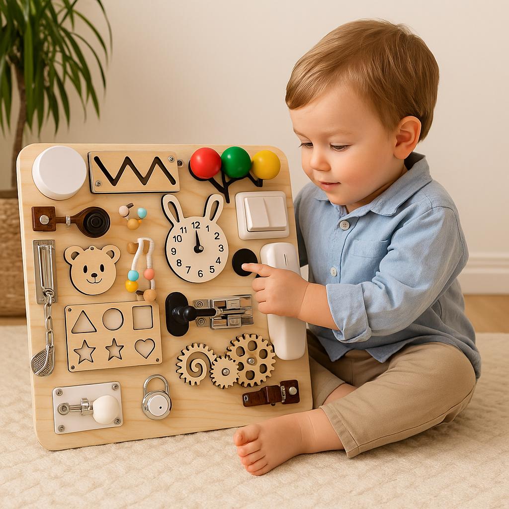 BUSY BOARD SENSORIEL/ Tableau Activités Bois | Activity Board PAPICHA H