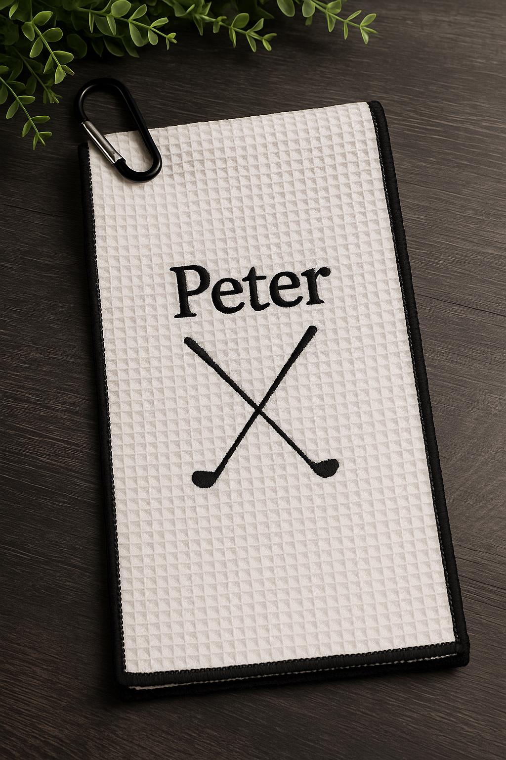 Personalized Golf Towel with Name – Embroidered Waffle Golf Towel Gift for Golfer, Coach or Groomsman