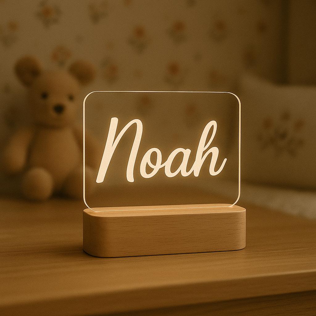 LAMPE LED PRÉNOM PERSONNALISÉE  | Veilleuse Bois Acrylique | Custom Name Light PAPICHA H