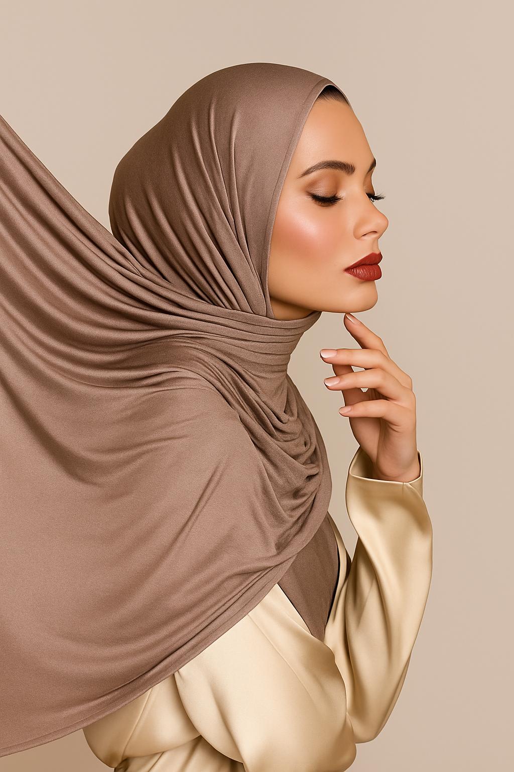 Hijab en jersey extensible noir Premium - Foulard respirant pour femme | Hijab en jersey extensible noir Premium - Foulard respirant pour femme 