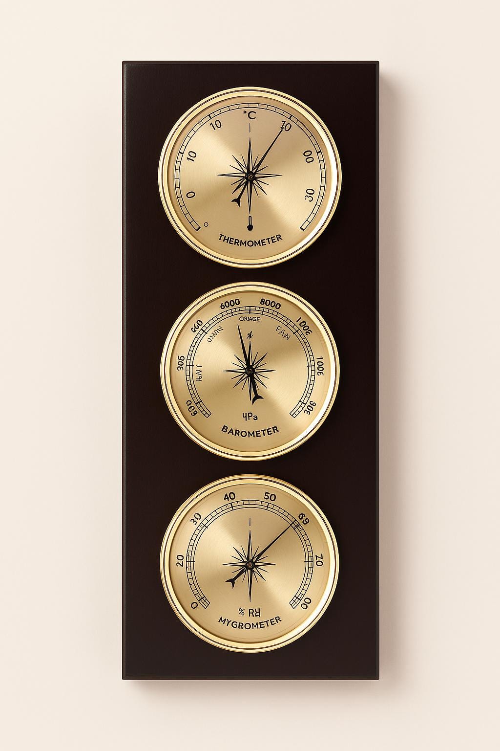 Station météo en bois de noyer et de chêne – Baromètre, thermomètre et hygromètre | Décoration rustique 