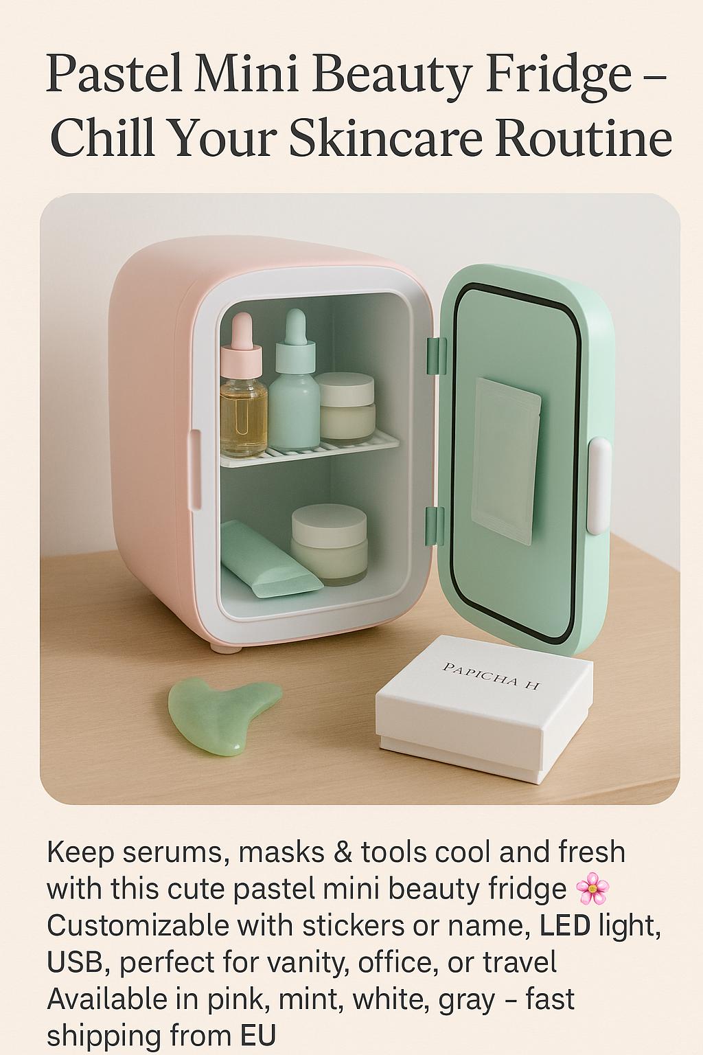 Mini Frigo Cosmétique 4L Rose - Réfrigérateur Beauté LED Silencieux