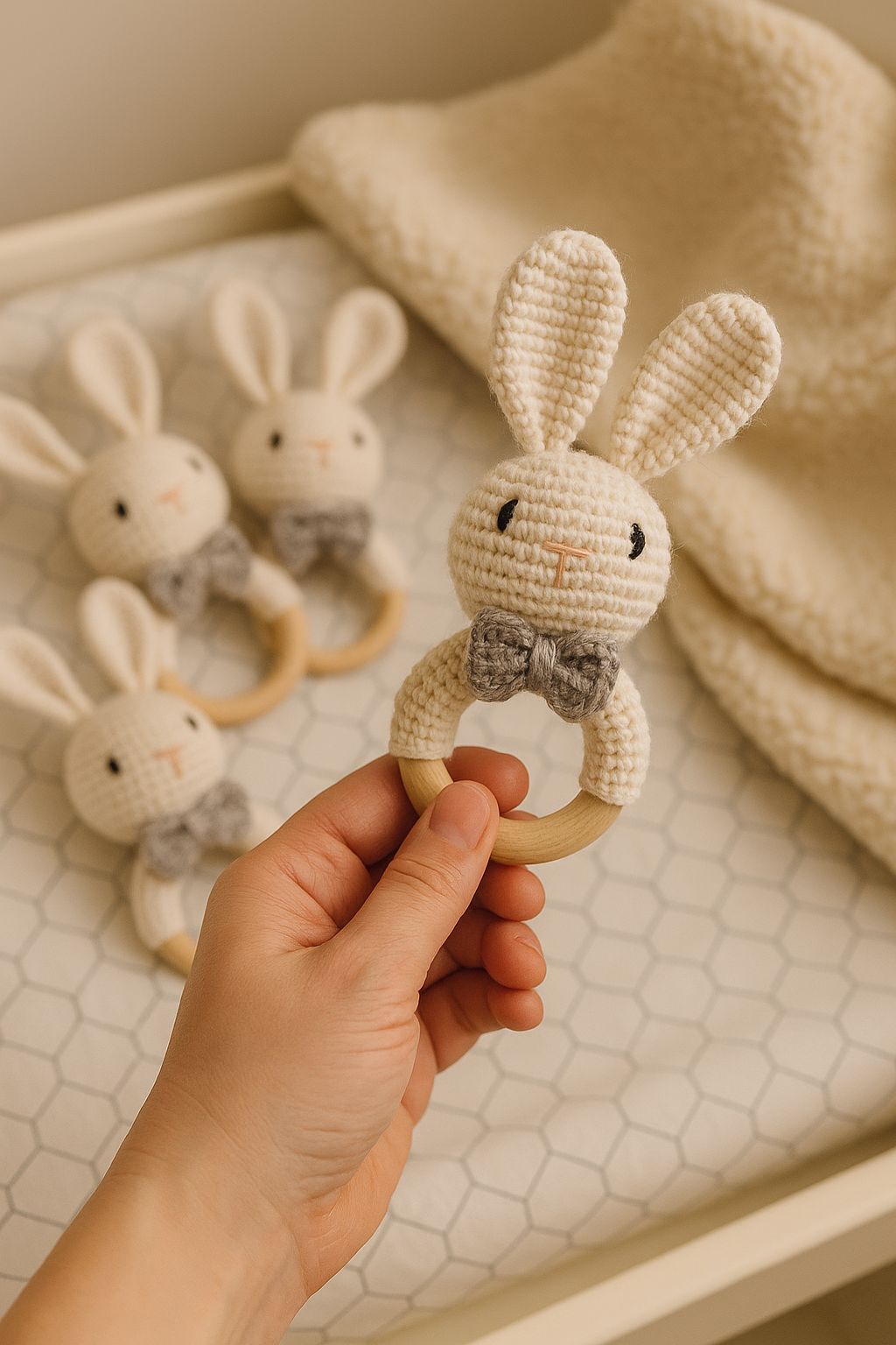 JOUET CROCHET DENTITION| Anneau Bois Animaux | Baby Teething Toy PAPICHA H