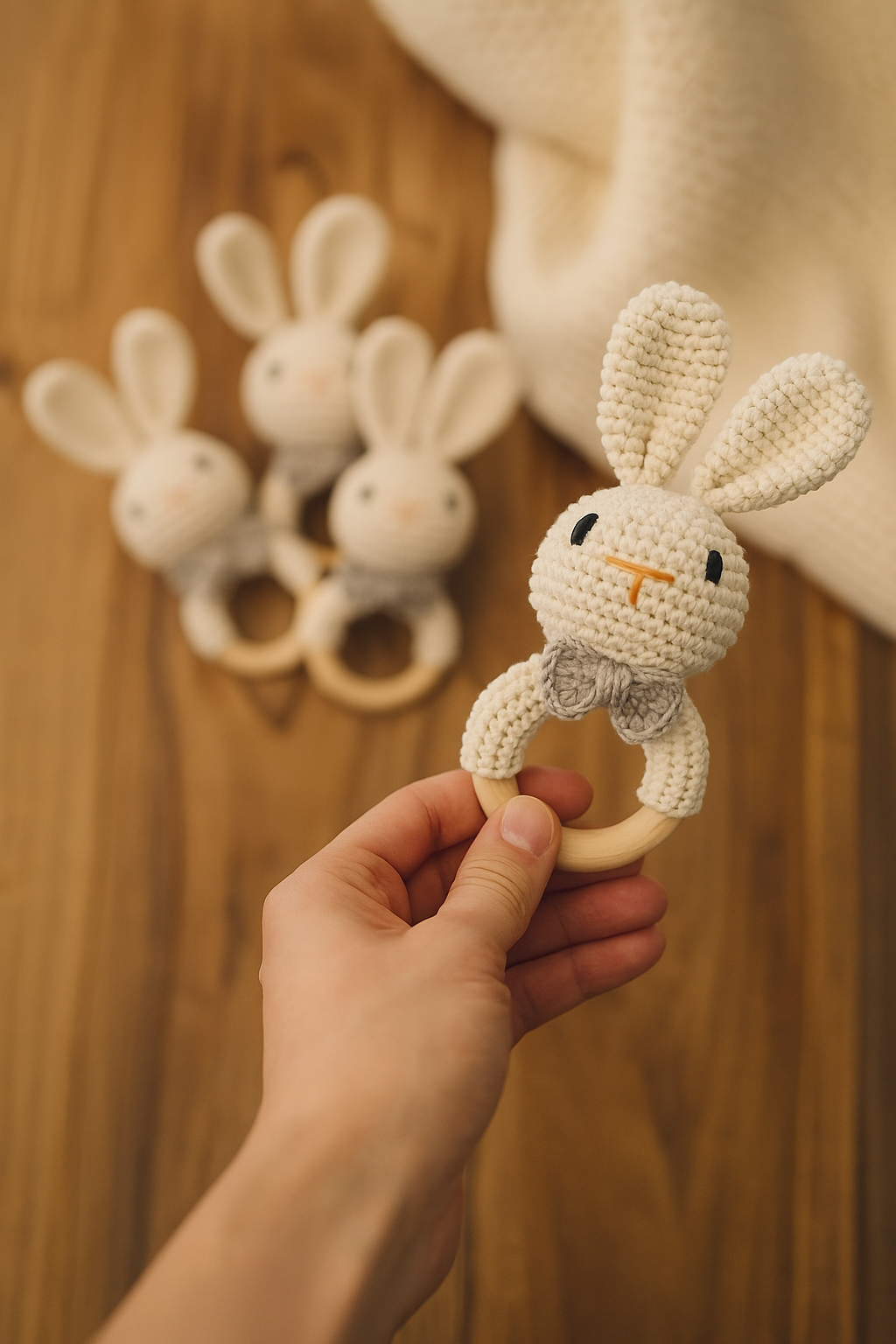 JOUET CROCHET DENTITION| Anneau Bois Animaux | Baby Teething Toy PAPICHA H