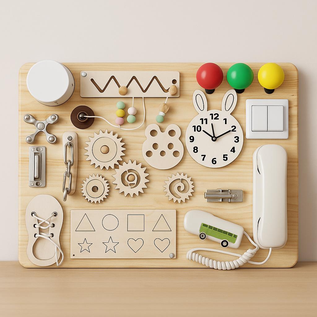 BUSY BOARD SENSORIEL/ Tableau Activités Bois | Activity Board PAPICHA H