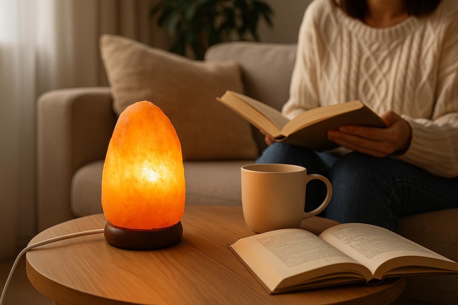 Lampe de sel naturelle de l'Himalaya en quartz rose et ambre – Lampe de roche en cristal sculptée à la main pour une détente zen 