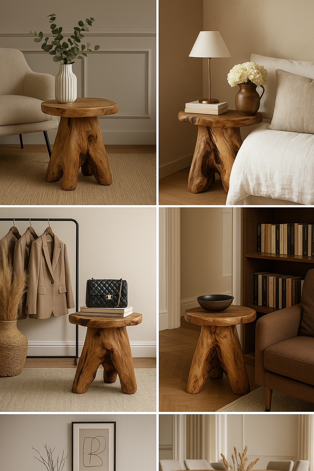 Wood Stool, Rustic Organic Side Table, Handmade Natural Solid Wood Support, Meditation Seat