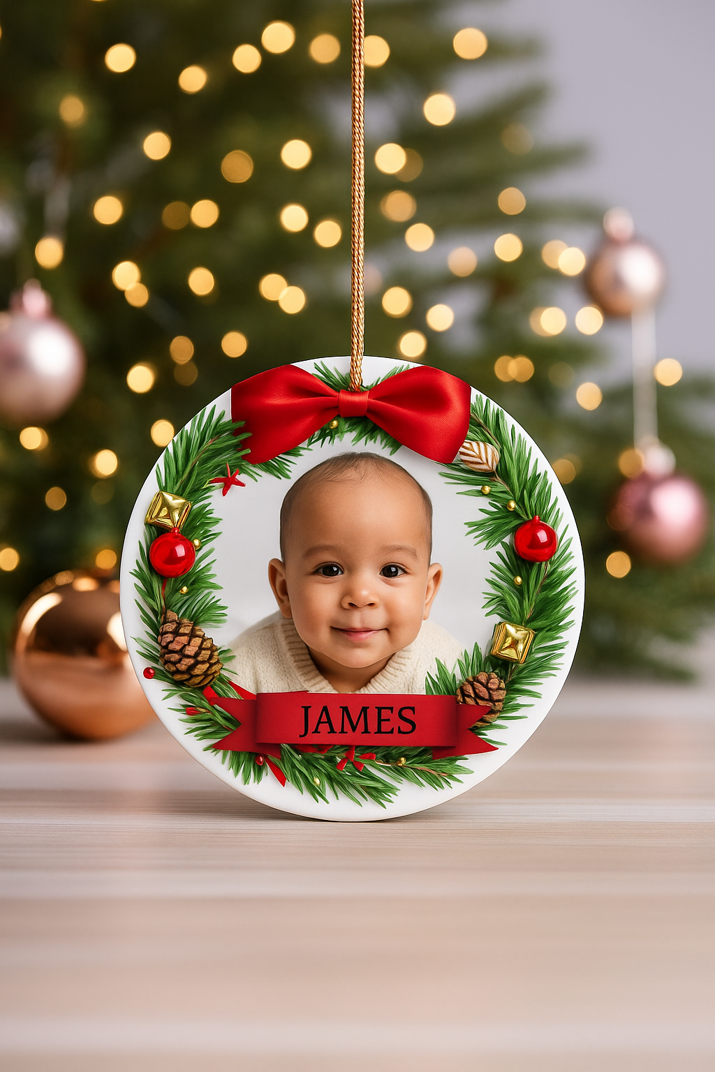 ORNEMENT BÉBÉ NOËL PERSONNALISÉ | Photo Prénom Premier Noël | Baby Ornament PAPICHA H