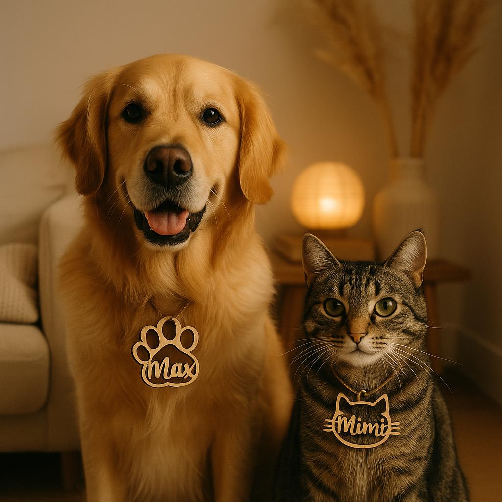 Personalized Dog Collar with Wooden Name Tag, Custom Pet Collar Engraved with Phone & Name, Unique Gift for Dog Owners