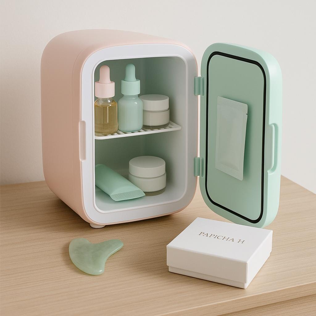 Mini Frigo Cosmétique 4L Rose - Réfrigérateur Beauté LED Silencieux