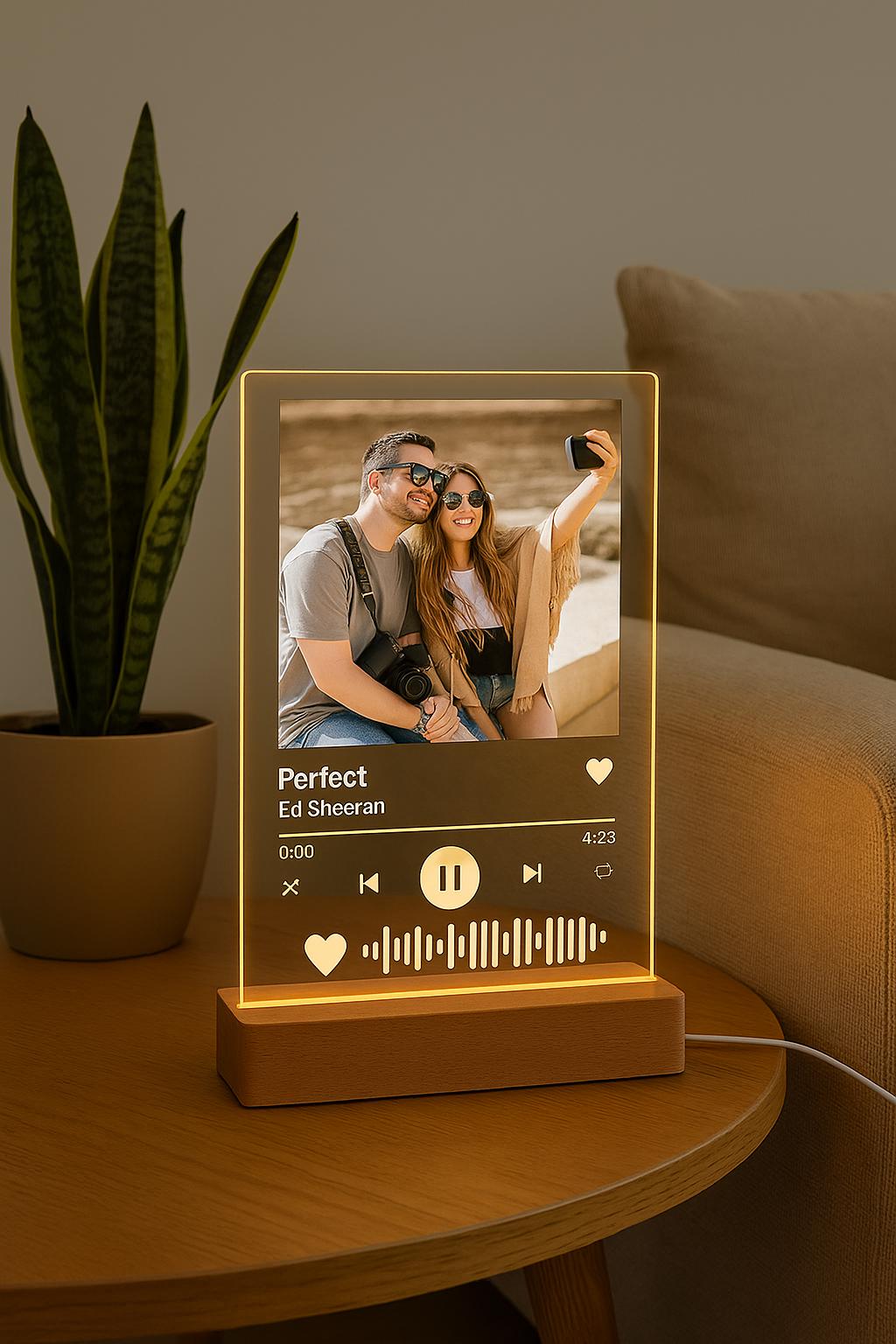 Plaque Spotify Personnalisée LED Chaleureux - Cadeau Musical 