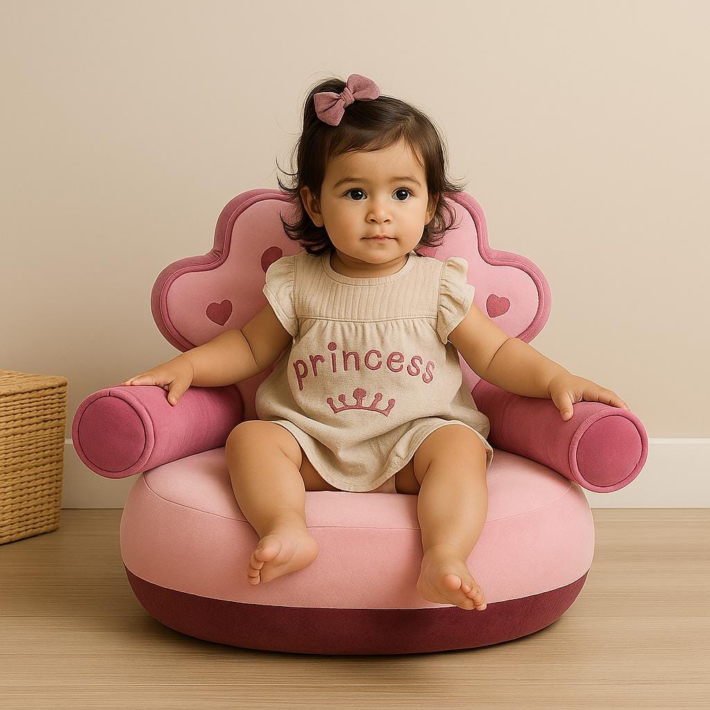 Fauteuil Royal Bébé Couronne Princesse Prince | Chaise en peluche Royal Baby - Canapé d'apprentissage doux 