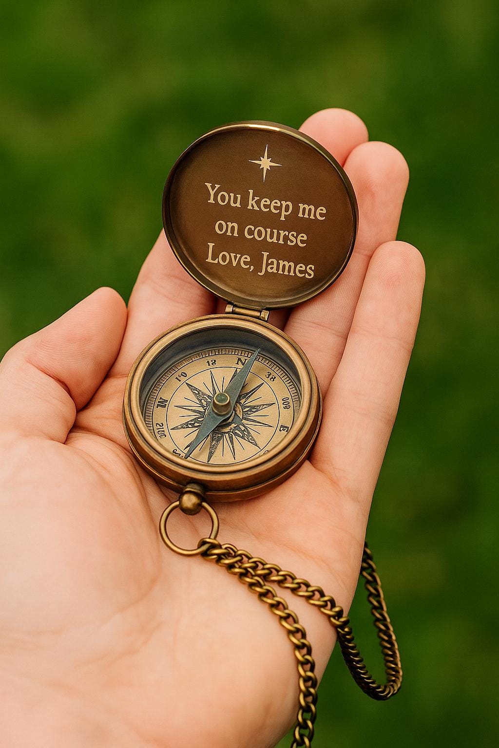 BOUSSOLE NAVIGATEUR | Laiton Gravé Étui Cuir | PAPICHA H Brass Compass