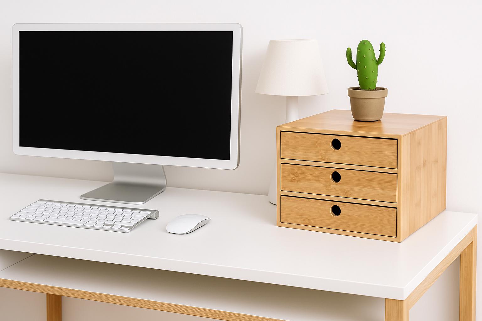 ORGANISATEUR BUREAU BAMBOU | 3 Tiroirs Minimalistes | PAPICHA H Bureau 