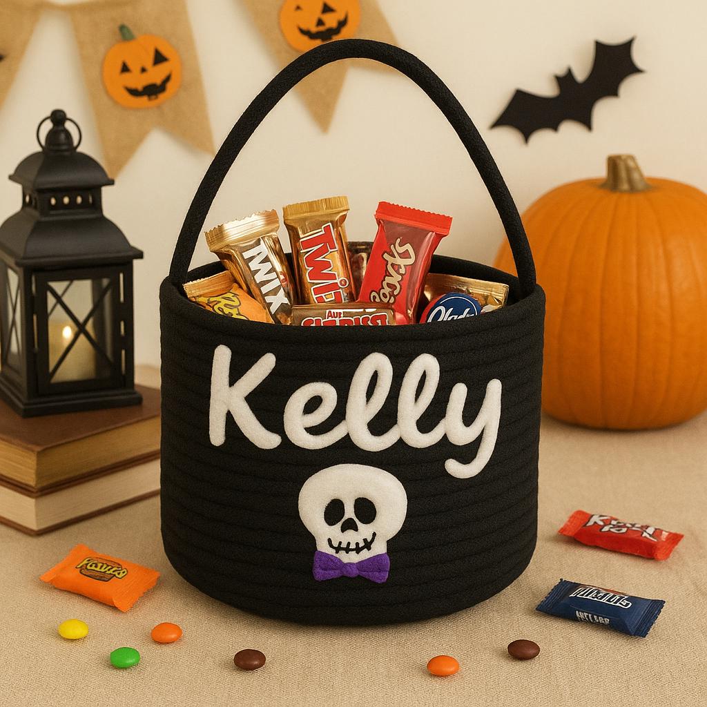 PANIER HALLOWEEN PERSONNALISÉ Prénom Brodé | PAPICHA H Spooky Basket