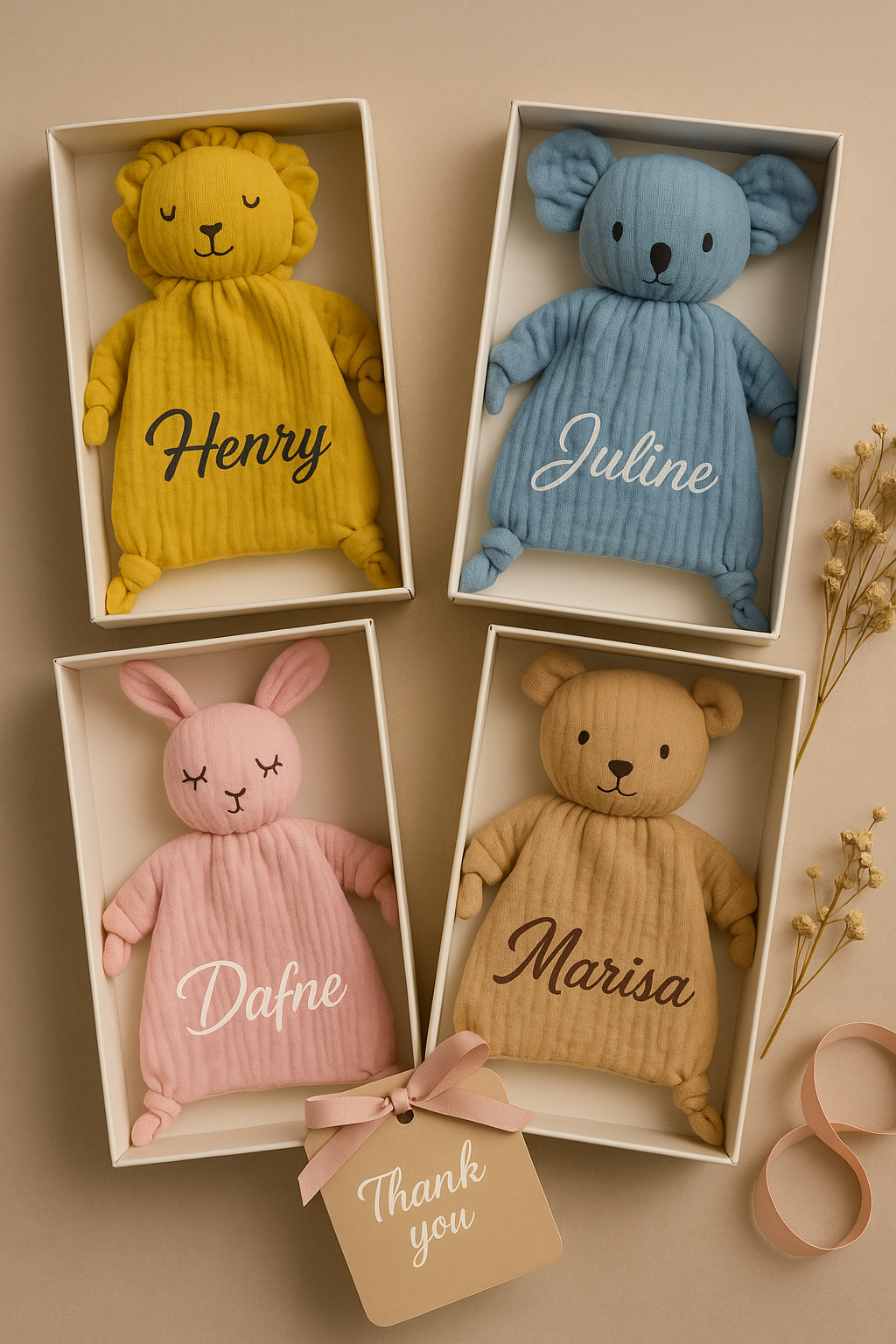 COUVERTURE BÉBÉ PERSONNALISÉE | Mousseline Animal | PAPICHA H Custom Baby