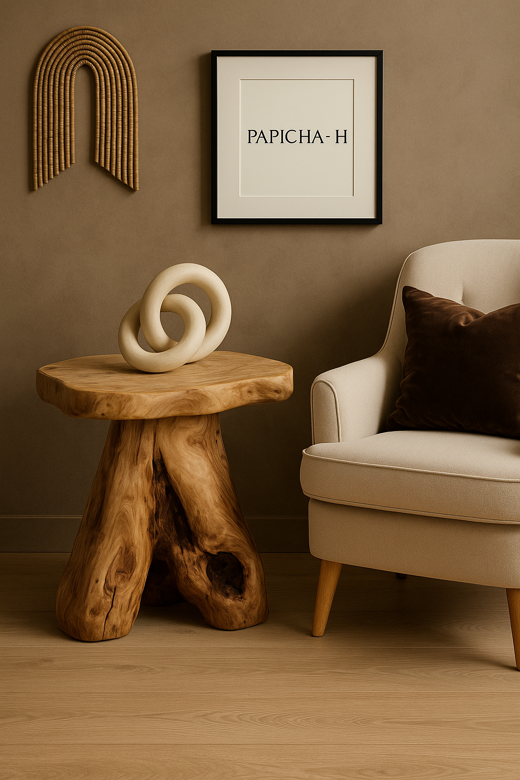Wood Stool, Rustic Organic Side Table, Handmade Natural Solid Wood Support, Meditation Seat