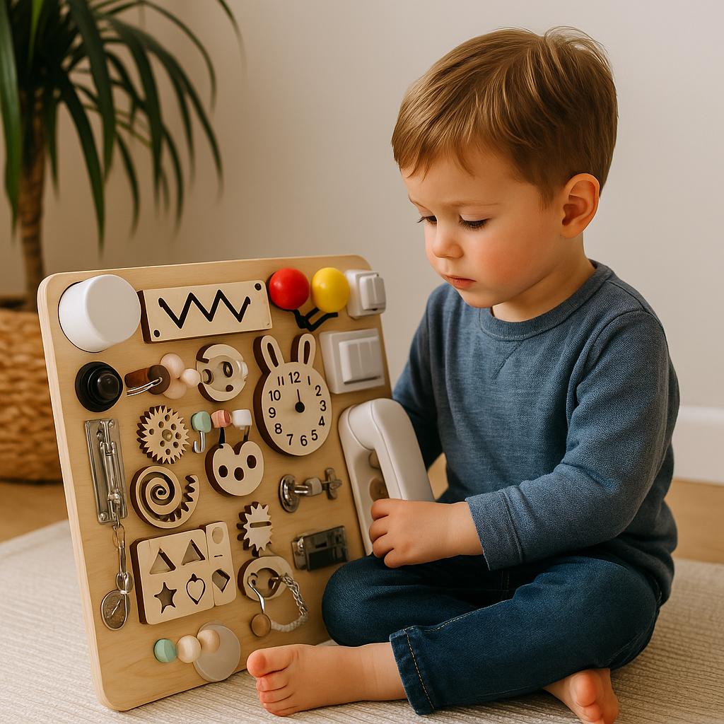BUSY BOARD SENSORIEL/ Tableau Activités Bois | Activity Board PAPICHA H