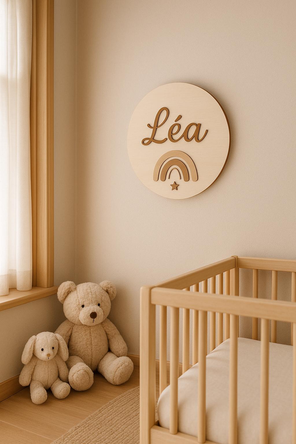 Panneau Prénom Bébé Personnalisé en Bois - Décoration Chambre Enfant Gravé