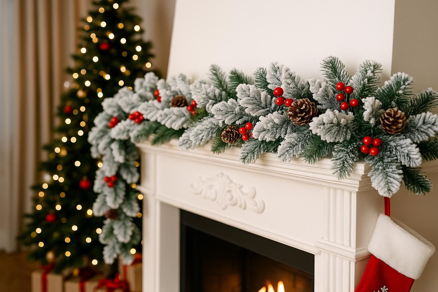 DÉCORATION NOËL MANTEAU | Guirlande Givrée Pommes Pin | PAPICHA H Christmas