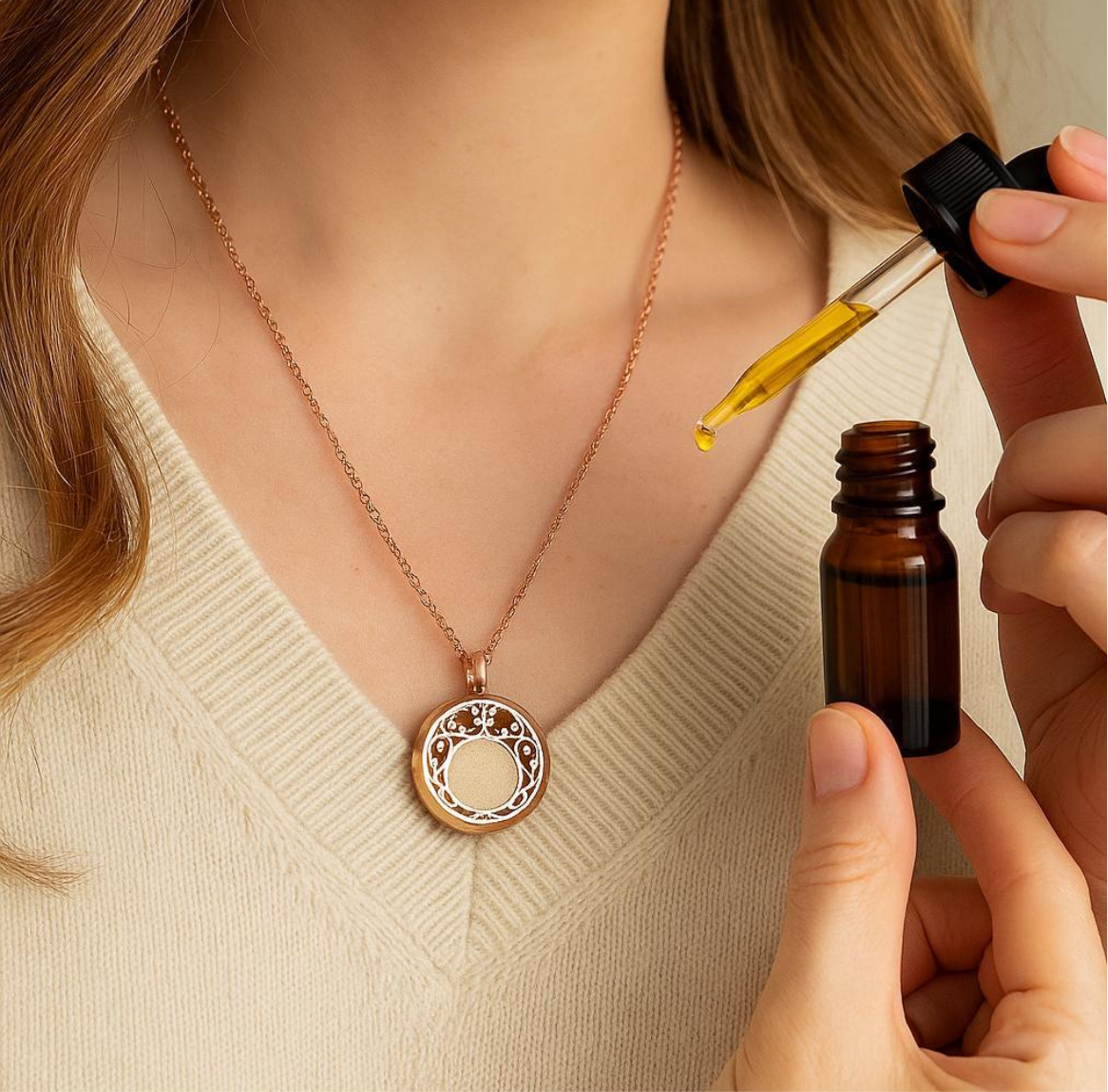 Essential Oil Diffuser Necklace - Tree of Life Aromatherapy Locket | Stainless Steel Scent Jewelry - Papicha H