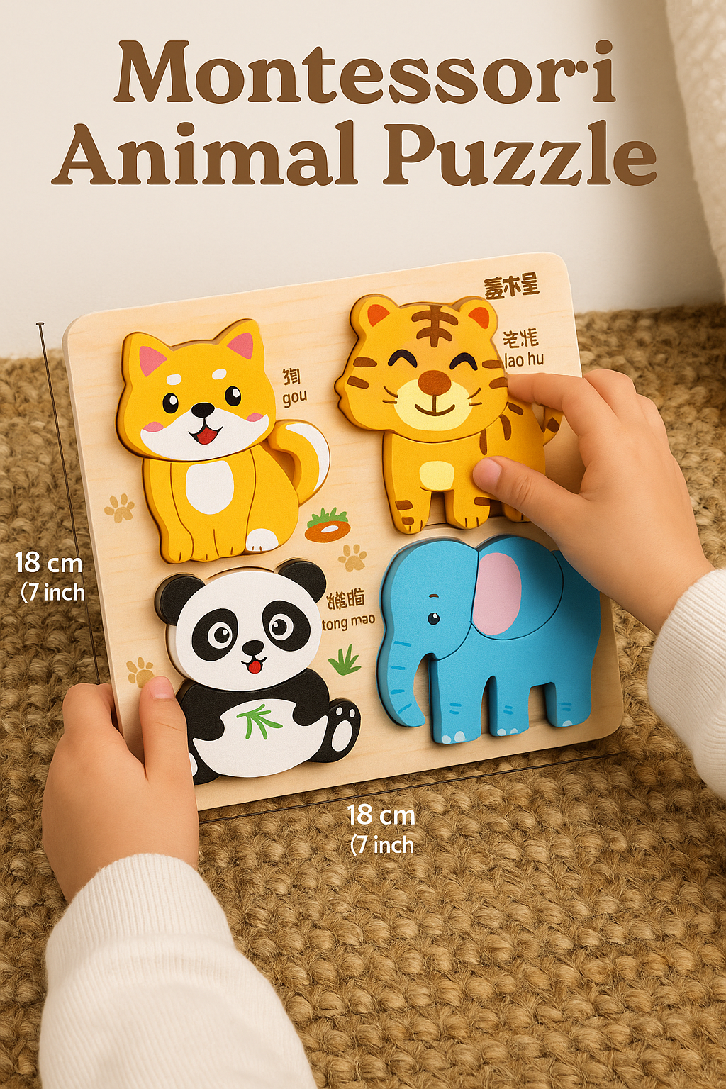 PUZZLE ANIMAUX BOIS   | Motricité Fine | Animal Puzzle PAPICHA H