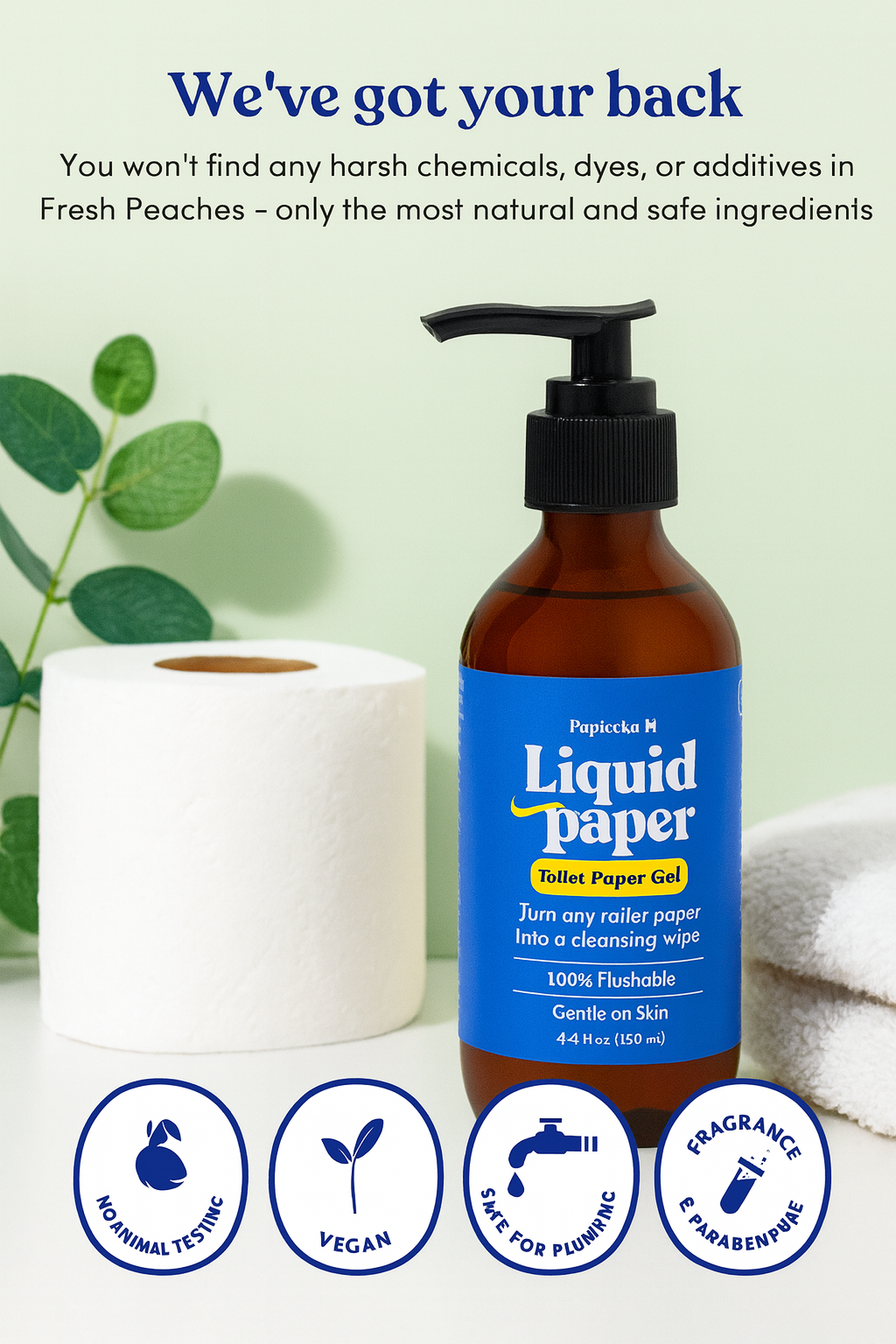 Revolutionary Liquid Toilet Paper Gel - Instant Biodegradable Wipes Transformer | Papicha H