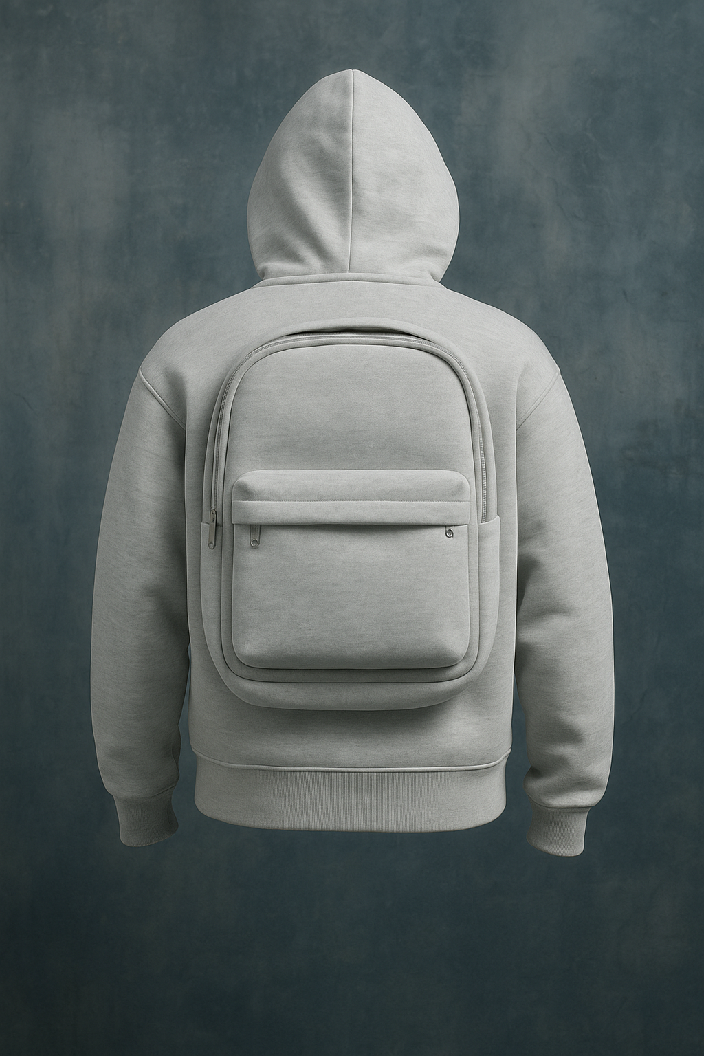 Hoodie with Integrated Backpack - Black Gray Oversized Streetwear | 2-in-1 Innovation Hoodie - Papicha H