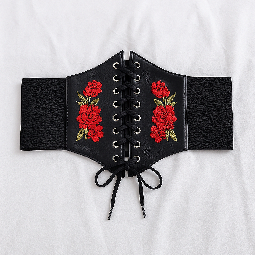 Double Buckle Corset Belt - Adjustable Faux Leather Waist Cincher | Wide Fashion Belt - Papicha H
