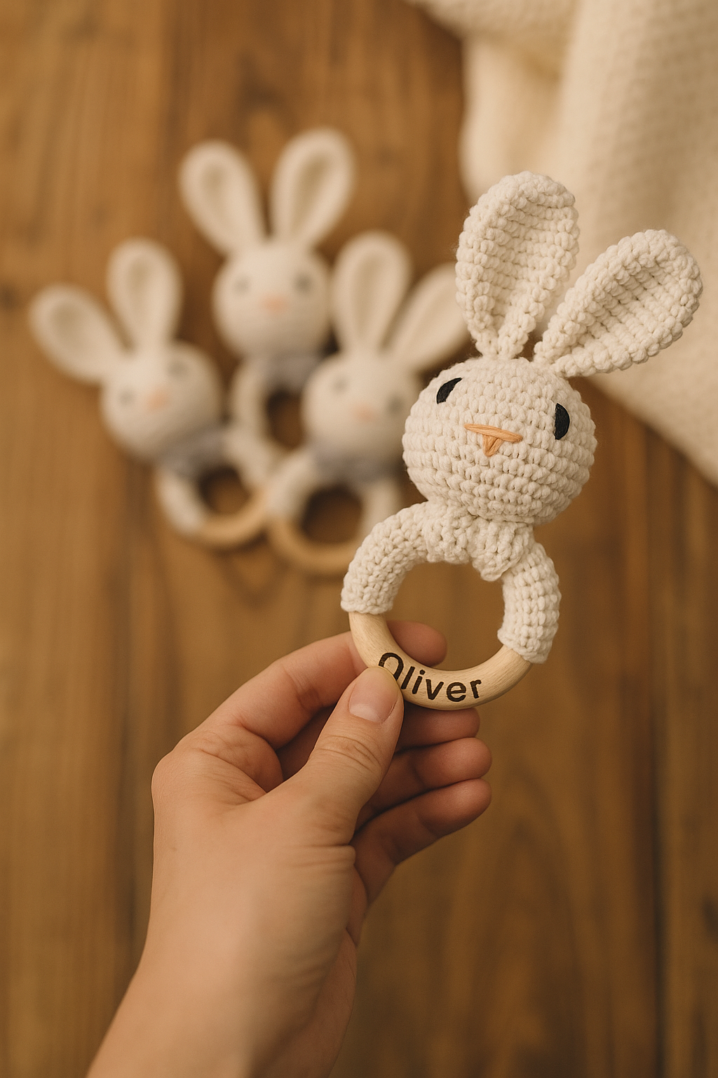 JOUET CROCHET DENTITION| Anneau Bois Animaux | Baby Teething Toy PAPICHA H