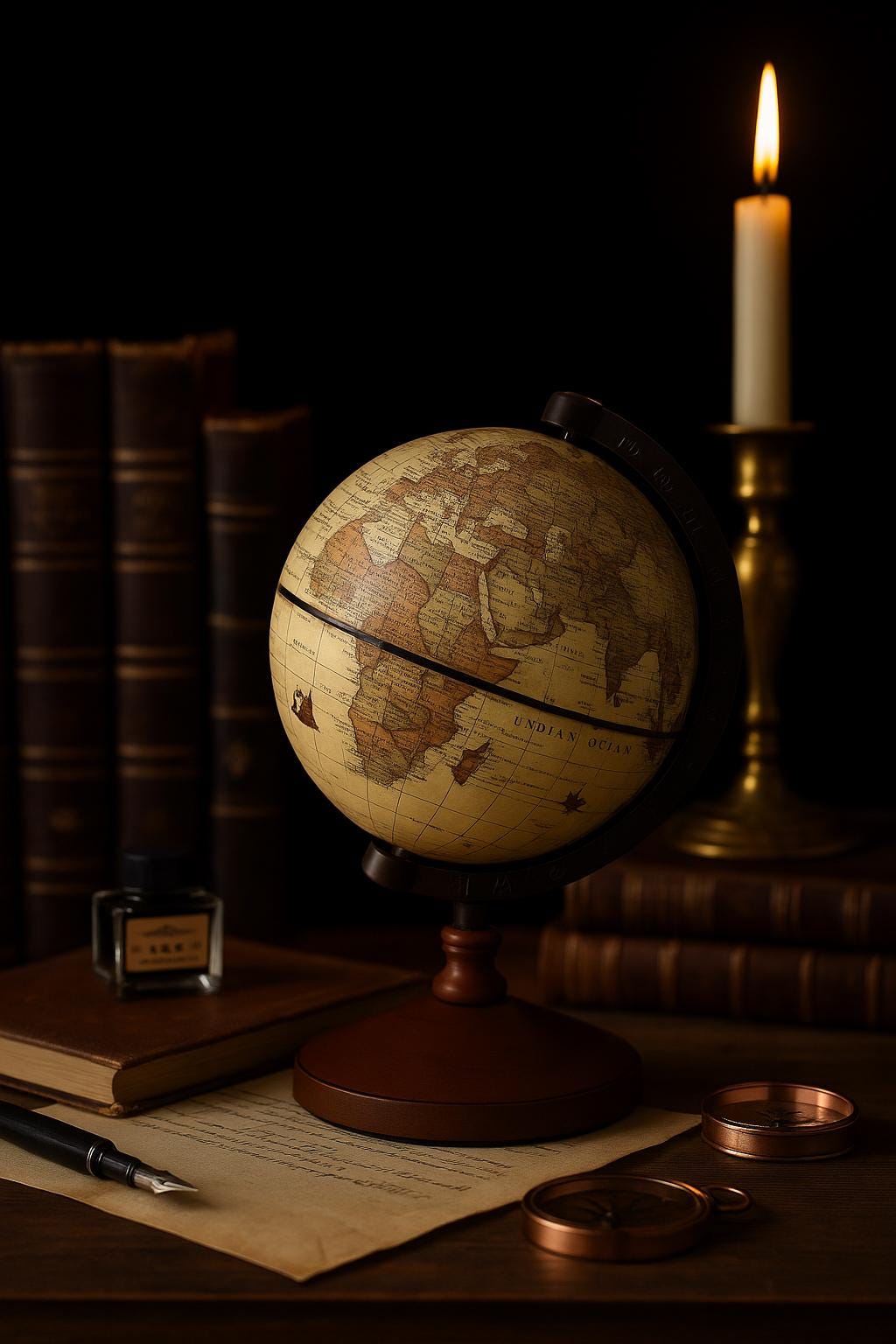 GLOBE TERRESTRE VINTAGE  | Bois Carte Vieillie Rotatif | PAPICHA H Antique Globe