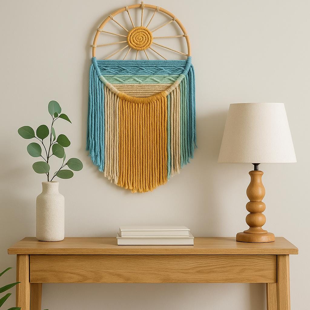 Boho Macrame Wall Hanging – Vertical Rainbow Tapestry in Cotton | Handmade Woven Wall Decor