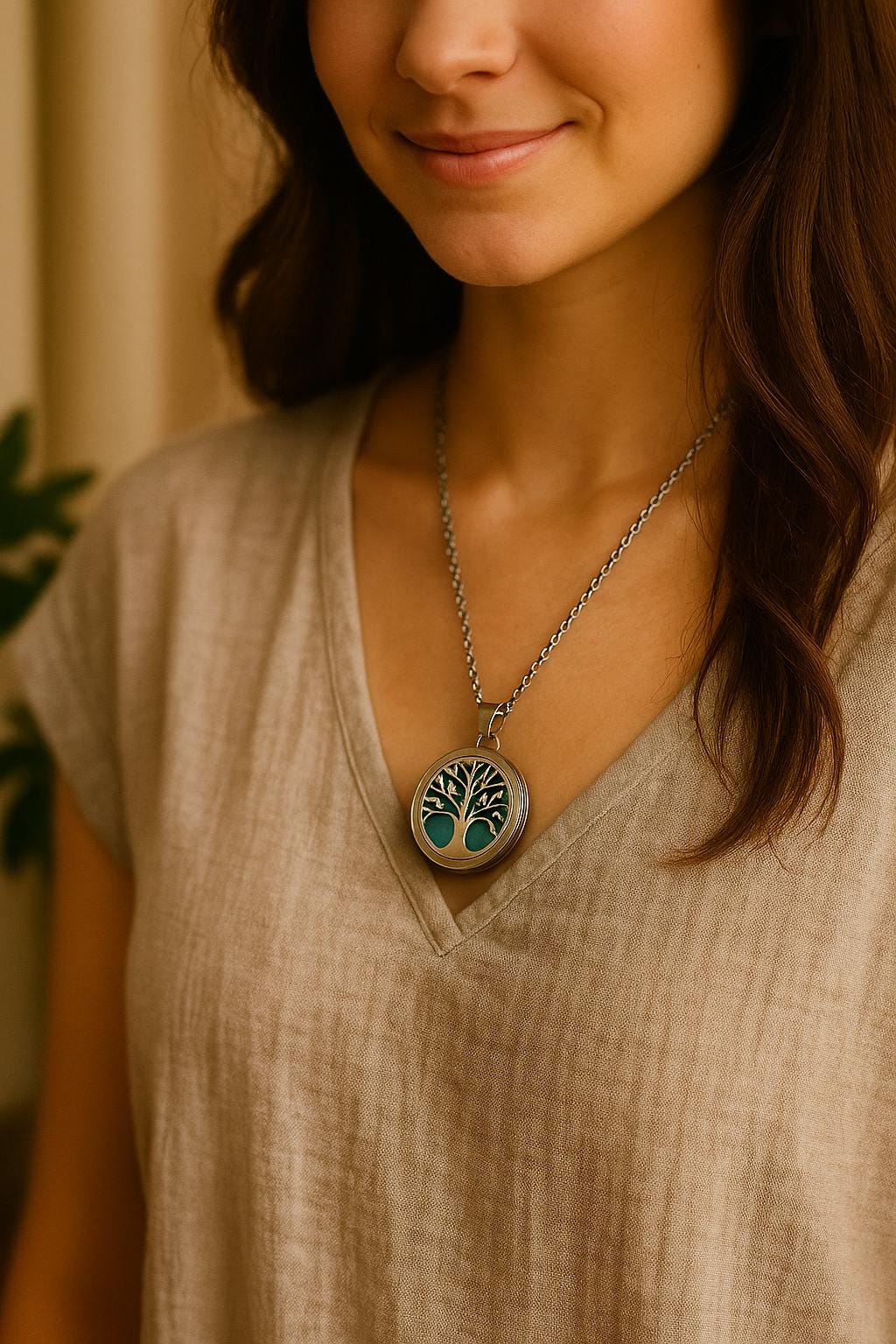 Essential Oil Diffuser Necklace - Tree of Life Aromatherapy Locket | Stainless Steel Scent Jewelry - Papicha H
