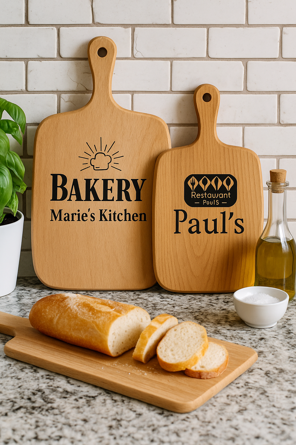 Planche à Découper Personnalisée en Bois de Hêtre – Gravure Nom ou Logo Offert | Cadeau Unique Cuisine & BBQ | Personalisable Chef / Restaurant / Maison-Personalized Beechwood Cutting Board – Free Engraving of Name or Logo | Unique Kitchen & BBQ Gift | Cu