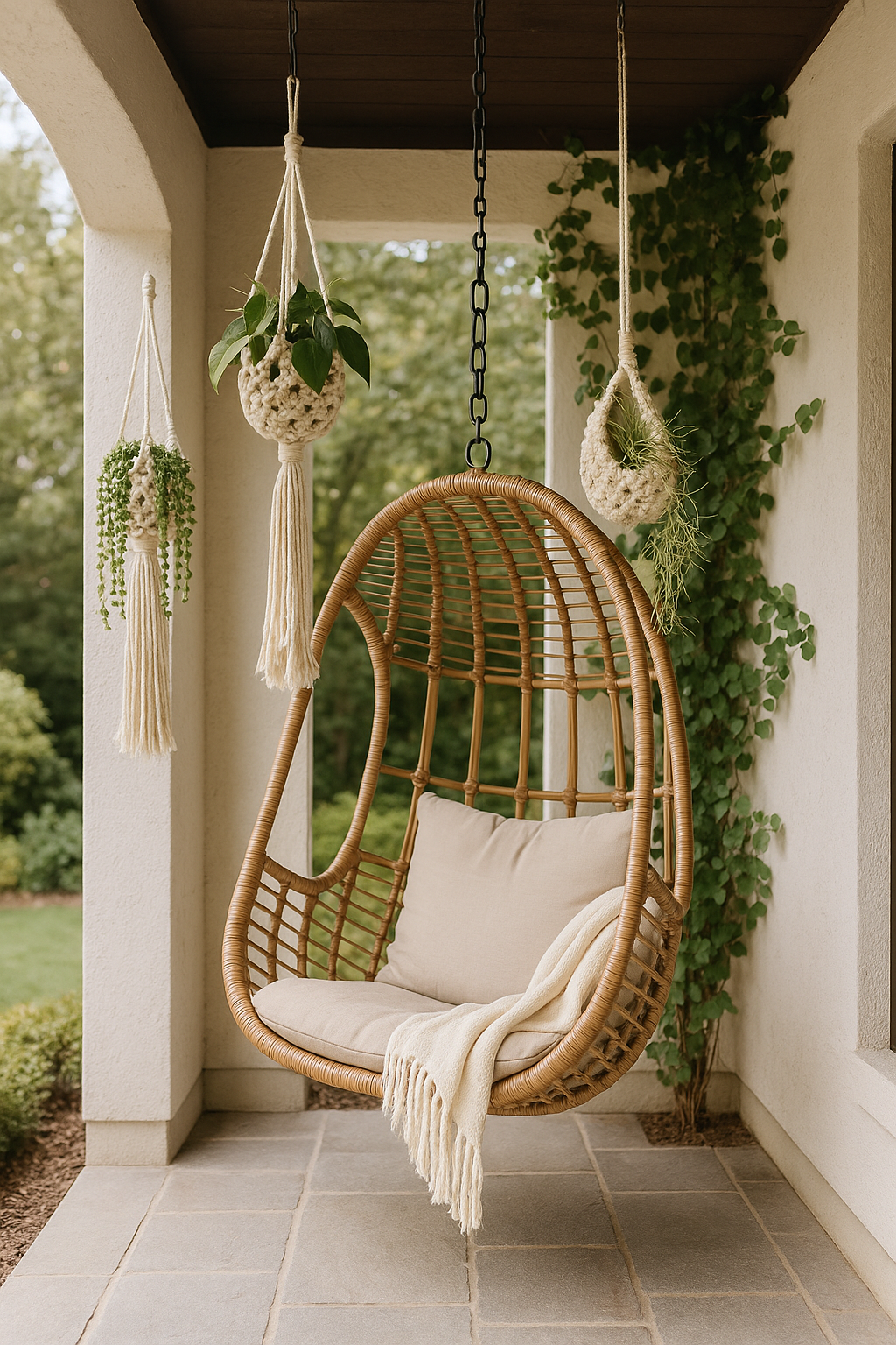 SUSPENSIONS PLANTES MACRAMÉ | Set 3 Coton Naturel | Plant Holders PAPICHA H
