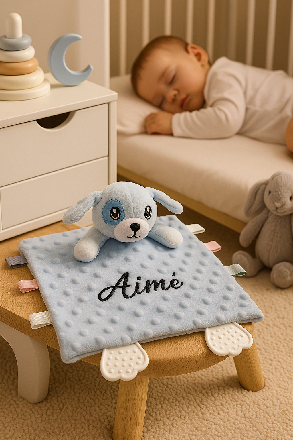 DOUDOU PERSONNALISÉ | Prénom Brodé Ultra Doux | Personalized Baby Comforter