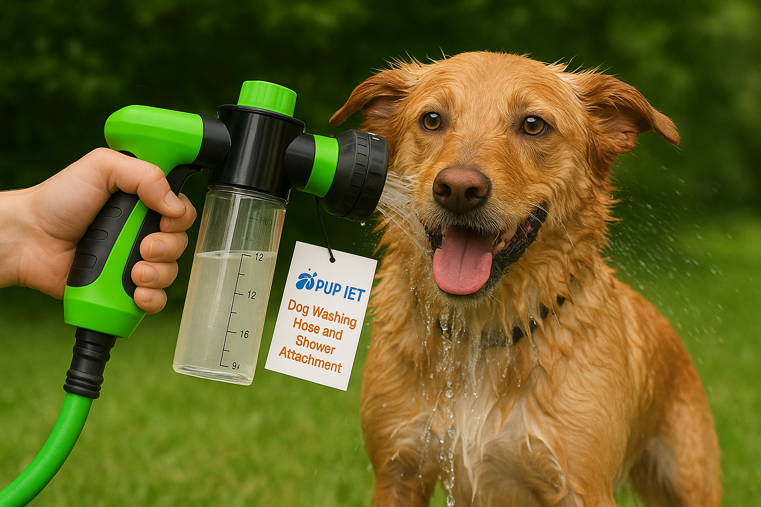 Pistolet Lavage Chien 8 Modes - Jet Réglable avec Réservoir Shampoing