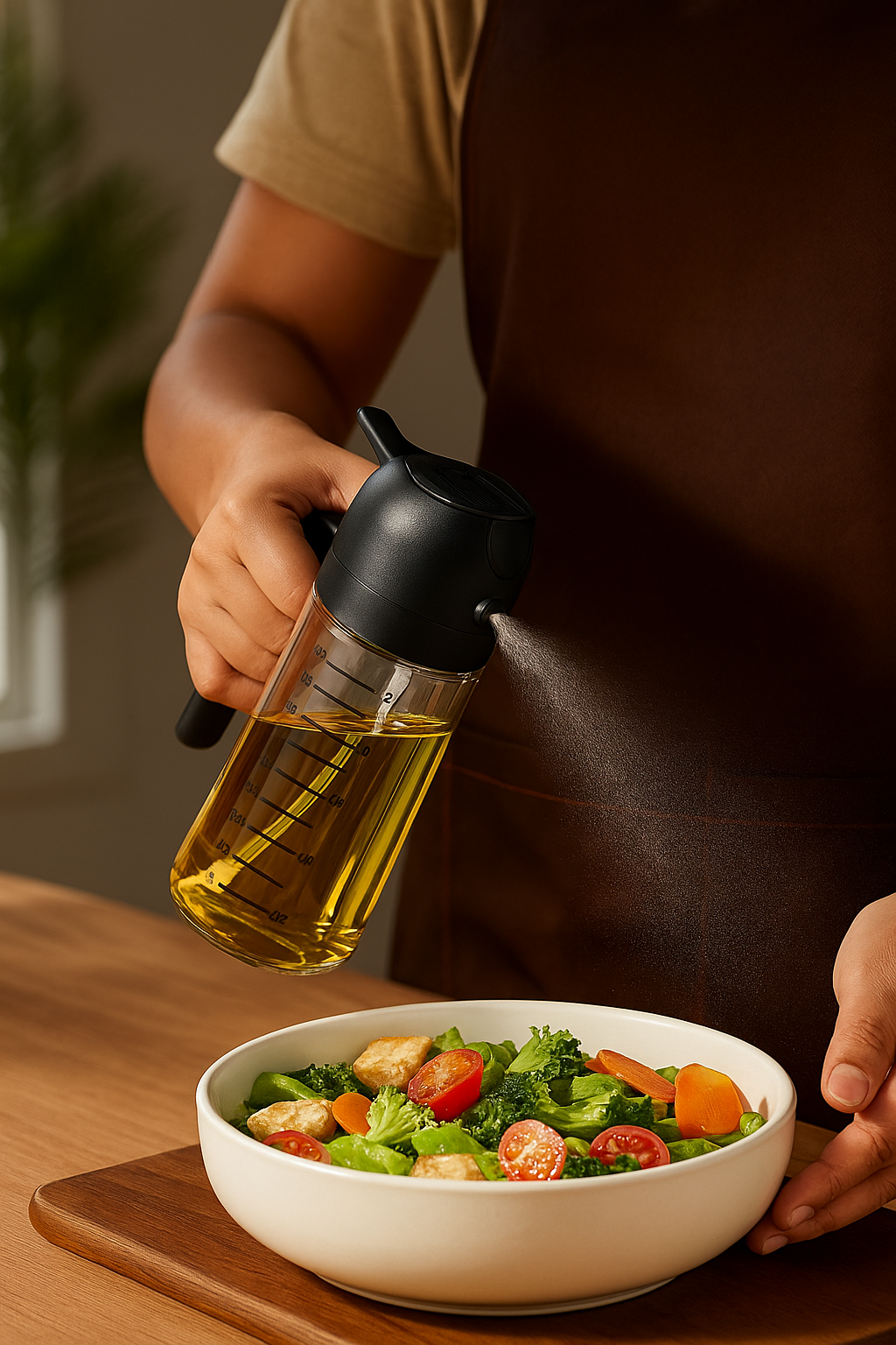 Distributeur Huile 2-en-1 Spray et Verseur - Verre Borosilicate 