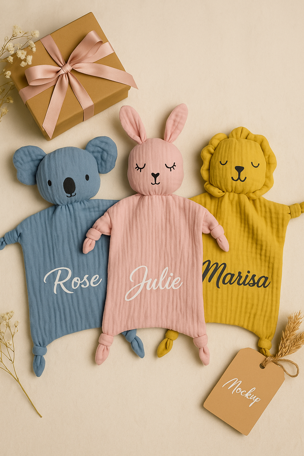 COUVERTURE BÉBÉ PERSONNALISÉE | Mousseline Animal | PAPICHA H Custom Baby
