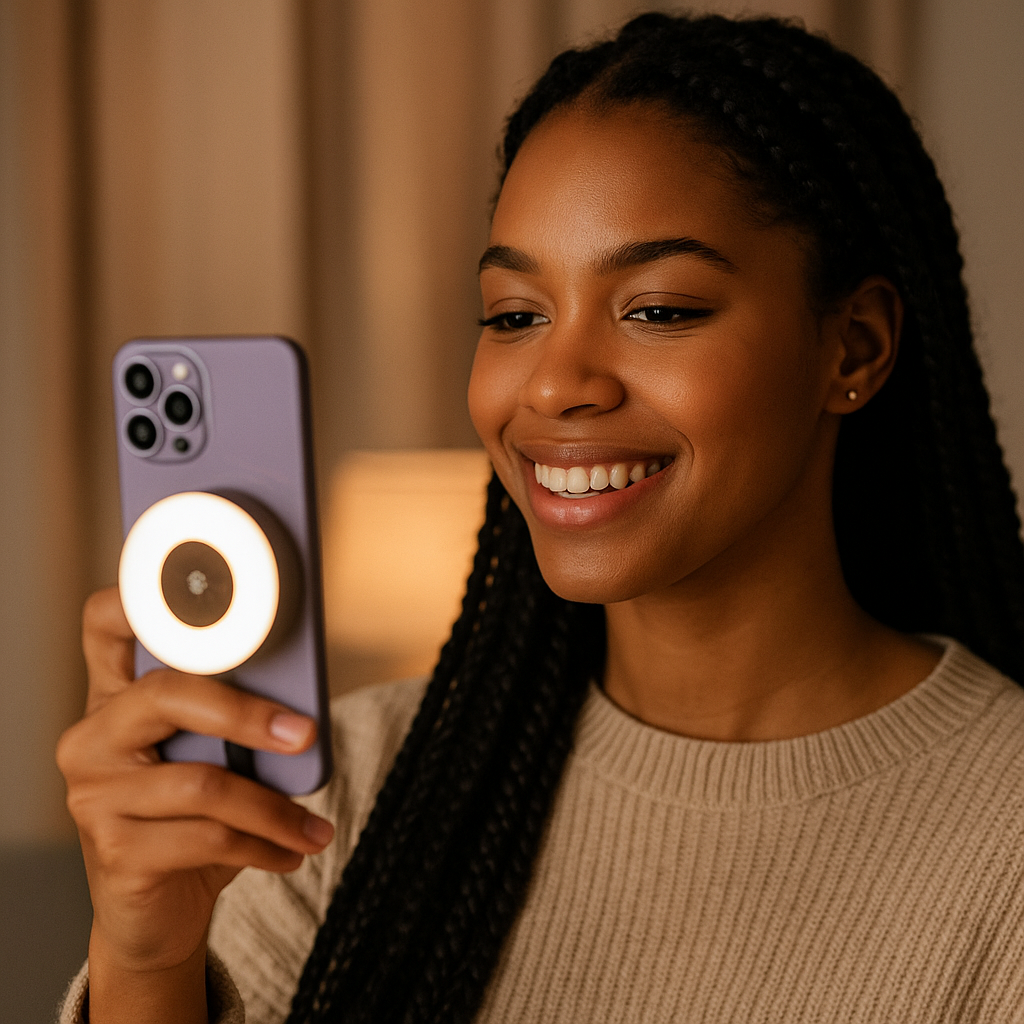 Magnetic Selfie Light 180° - Luxury Edition | MagSafe/Clip 3 Colors & Adjustable Brightness - Papicha H