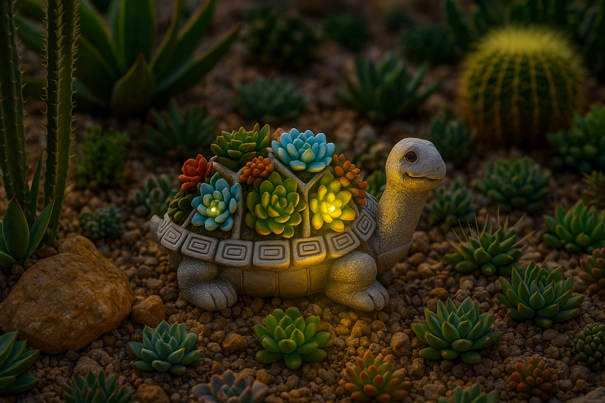 Solar LED Turtle Light - Illuminated Succulent Garden Decor | 8H Auto Lighting Waterproof - Papicha H