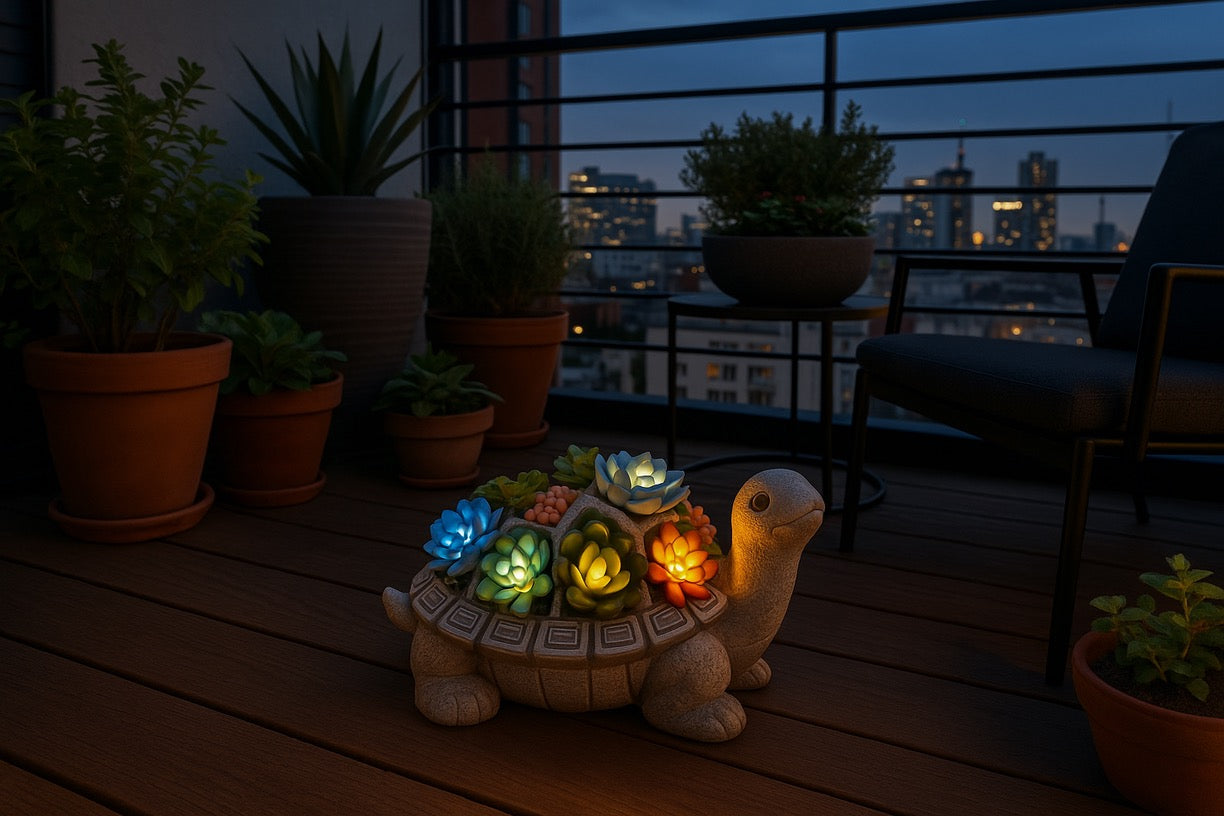 Solar LED Turtle Light - Illuminated Succulent Garden Decor | 8H Auto Lighting Waterproof - Papicha H