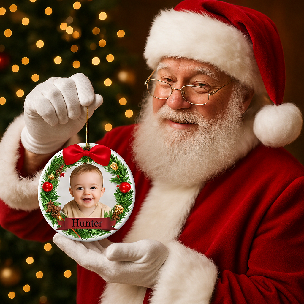 ORNEMENT BÉBÉ NOËL PERSONNALISÉ | Photo Prénom Premier Noël | Baby Ornament PAPICHA H